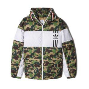 Veste BAPE x adidas ABC Camo Firebird Shark Puffer Jacket Vert 10006