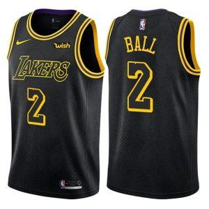 Maillot de basket-ball noir Lonzo Ball Lakers #2 City 2017-18 11502