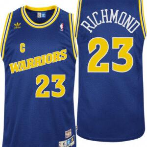 Mitch Richmond Warriors # 23 Throwback Maillot de basket-ball bleu blanc 17478