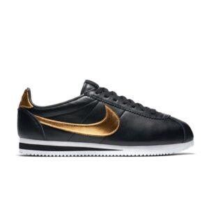 Nike Classic Cortez Noir Métallique Or Baskets Jaune 902801 002