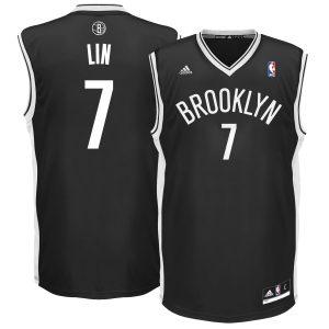 Maillot de basketball adidas Jeremy Lin 7 Brooklyn Nets Replica Noir Rouge 2601020