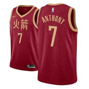 Maillot de basket-ball rouge City #7 Carmelo Anthony Rockets 2018-19 24199
