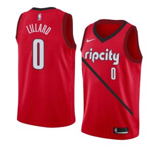 2018-19 Damian Lillard Blazers # 0 gagné maillot de basket-ball rouge 23229