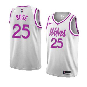 2018-19 Derrick Rose Timberwolves # 25 Maillot de basket-ball blanc gagné 23139