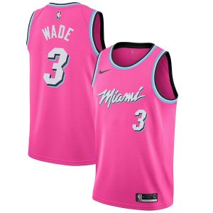 2018-19 Dwyane Wade Miami Heat # 3 gagné maillot de basket-ball rose 23222