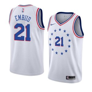 2018-19 Joel Embiid 76ers # 21 gagné maillot de basket-ball blanc 23215