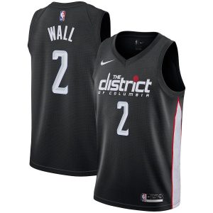 Maillot de basket-ball noir John Wall Wizards # 2 City 2018-19 24281