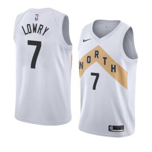Maillot de basket-ball blanc Kyle Lowry Raptors # 7 City 2018-19 24303