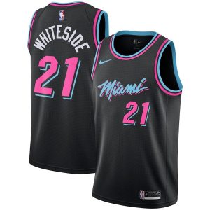 Maillot de basket 2018-19 Miami Heat #21 Hassan Whiteside City Noir 23358
