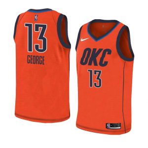2018-19 Paul George Thunder # 13 maillot de basket-ball orange gagné 23236