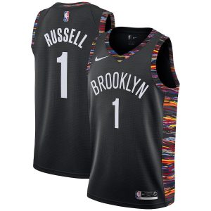 Maillot de basket-ball noir D'Angelo Russell Nets # 1 City 2018-19 23299