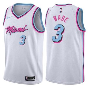 Maillot de basket-ball blanc Dwyane Wade Miami Heat # 3 City 2018-19 rose 23903