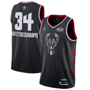 Maillot de basket-ball 2019 NBA All-Star Bucks Giannis Antetokounmpo #34 Maillot Swingman noir 22897