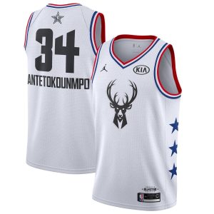 Maillot de basket-ball 2019 NBA All-Star Bucks Giannis Antetokounmpo #34 Maillot Swingman blanc 22904