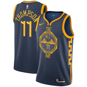 Maillot de basket-ball City Navy #11 Klay Thompson Warriors 2018-19 23337