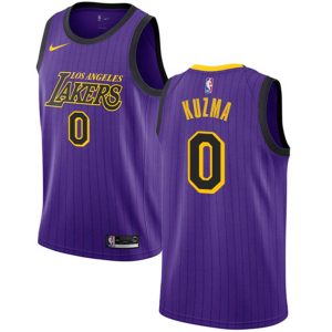 Maillot de basket-ball violet Kyle Kuzma Lakers # 0 City Edition 2018-19 blanc 23285