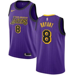 Maillot de basket-ball Lakers # 8 Kobe Bryant Purple City 2018-19 Blanc 24133