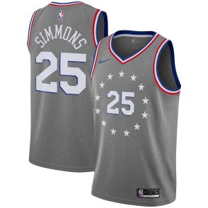 Maillot de basket-ball gris ville Ben Simmons 76ers # 25 2018-19 26426