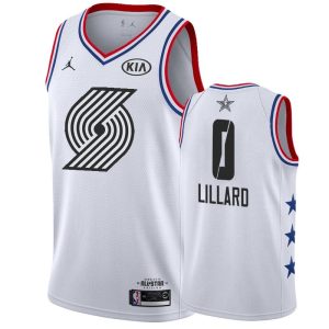 Maillot de basket 2019 NBA All-Star Damian Lillard Blazers #0 Blanc Swingman Jersey 26394