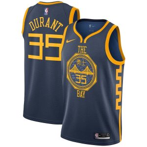 Maillot de basket-ball City Navy # 35 Kevin Durant Warriors 2018-19 25241