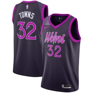Maillot de basket-ball Towns Timberwolves # 32 City violet 2018-19 25079