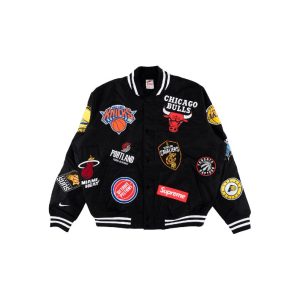 Blouson aviateur Supreme x Nike x NBA Teams Warm Up Jacket Noir 28488