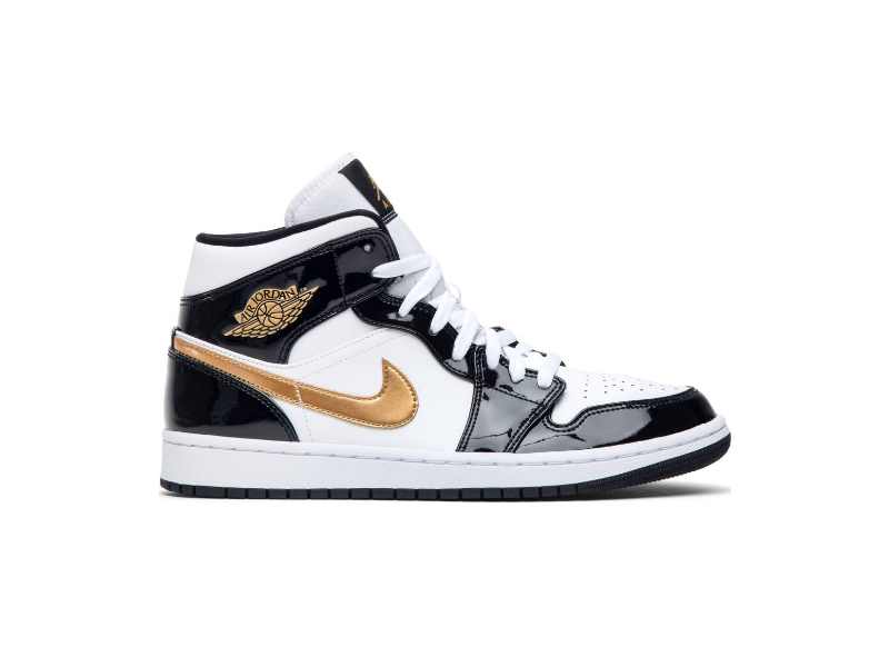 Air Jordan 1 Mid Brevet Noir Or 852542 007