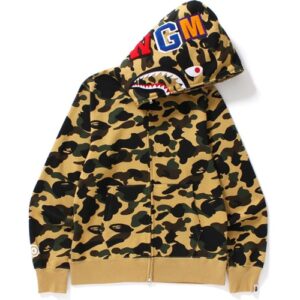 BAPE 1st Camo Shark Sweat à capuche zippé jaune jaune 35358