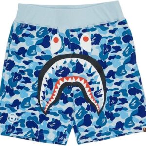 Short de sport BAPE ABC Camo WGM Print Shark Sweatshorts Bleu Clair Orange 35414