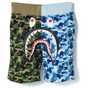 Short de sport BAPE ABC Split Shark Shorts Vert Bleu 35389