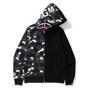 BAPE City Camo Half Shark Sweat à capuche zippé noir noir 35063