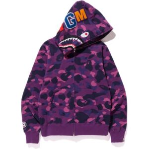 BAPE Color Camo Shark Sweat à capuche zippé Violet violet 35325