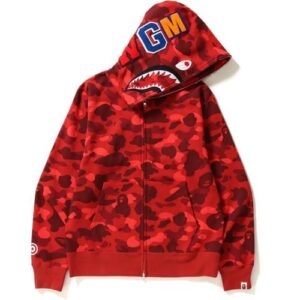 BAPE Color Camo Shark Sweat à capuche zippé Rouge rouge 35294