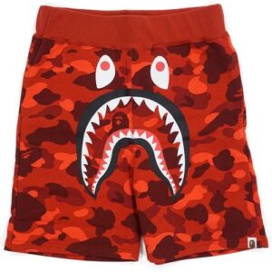 BAPE Color Camo Shark Sweatshort Rouge 35539