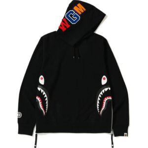 BAPE Side Zip Shark Wide Pull à capuche Noir noir 35121