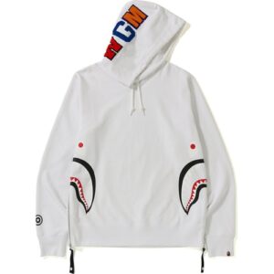BAPE Side Zip Shark Wide Pull à capuche Blanc Orange 35141
