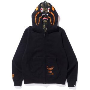 BAPE x Undefeated Double Shark Sweat à capuche entièrement zippé Noir noir 35100