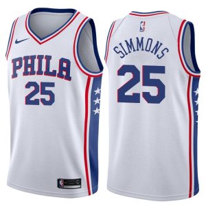 2017-18 Ben Simmons Philadelphia 76ers # 25 Association Maillot de basket-ball blanc 40893