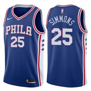 2017-18 Ben Simmons Philadelphia 76ers # 25 Icon Maillot de basket-ball bleu vert 40879