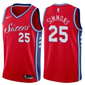 2017-18 Ben Simmons Philadelphia 76ers # 25 Déclaration Maillot de basket-ball rouge 40903