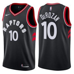 2017-18 DeMar DeRozan Toronto Raptors # 10 Déclaration Maillot de basket-ball noir Argent 40729