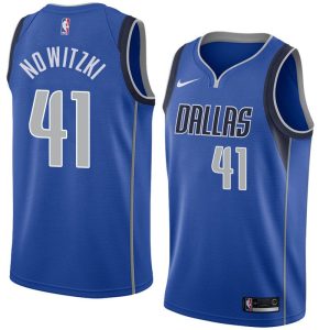 2017-18 Dirk Nowitzki Dallas Mavericks # 41 Icon Royal Maillot de basket-ball Noir 42029