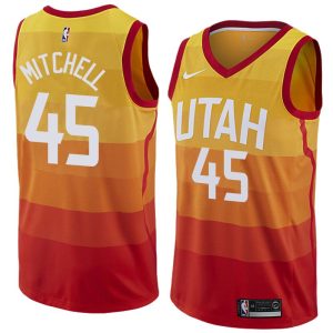 Maillot de basket-ball rouge Donovan Mitchell Utah Jazz # 45 City Edition 2017-18 38549