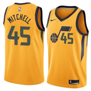 2017-18 Donovan Mitchell Utah Jazz # 45 Maillot de basket-ball en or 38506
