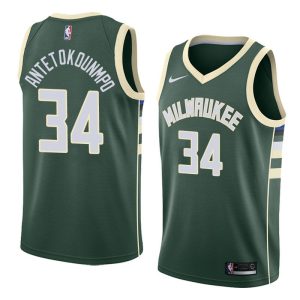 Maillot de basket-ball Giannis Antetokounmpo Bucks 2017-18 # 34 Icon Vert 40091