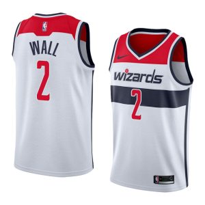 Maillot de basket-ball blanc de l'association John Wall Washington Wizards # 2 2017-18 40658