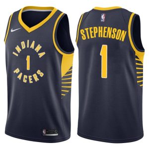 2017-18 Lance Stephenson Pacers # 1 Icon Maillot de basket-ball bleu marine 40007