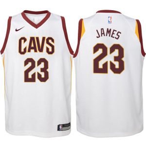 Maillot de basket-ball LeBron James Cleveland Cavaliers 2017-18 # 23 Association Blanc 40568