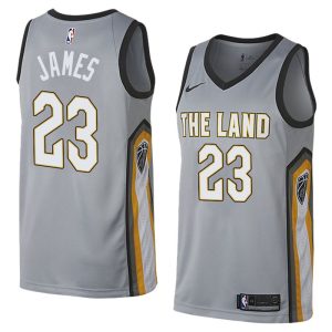Maillot de basket-ball LeBron James Cleveland Cavaliers 2017-18 # 23 City Gris 40591