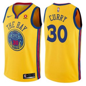 Maillot de basket-ball Stephen Curry Warriors # 30 City Gold 2017-18 38638